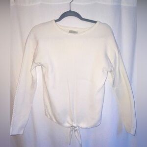 Lucky Brand White Ribbed, front tie knot sweater, size small